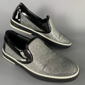 JIMMY CHOO Size 7 Silver Metallic Leather Slide Sneakers